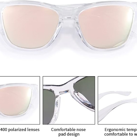 Women's Transparent Clear Rose Gold Lens Trendy Retro Fashion Classic Sunglasses - Picture 5 of 5